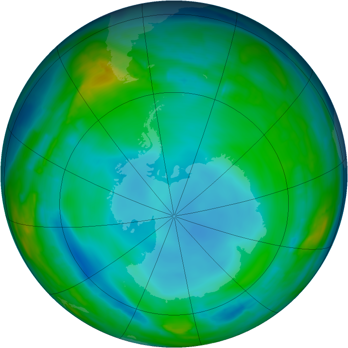 Antarctic ozone map for 11 June 2014